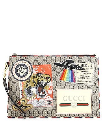 Gucci Courrier Pouch GG Coated Canvas with Applique (view 1)