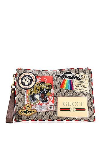 Gucci Courrier Pouch GG Coated Canvas with Applique (view 1)