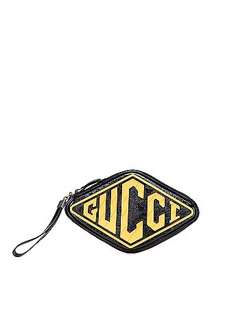 Gucci Patent and Rubber Game Patch Logo Wristlet Bag (view 1)