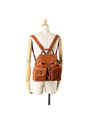 Gucci Medium Calfskin Bamboo Drawstring Backpack (view 2)