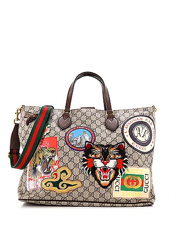 Gucci Courrier Convertible Soft Open Tote GG Coated Canvas with Applique Large (view 1)