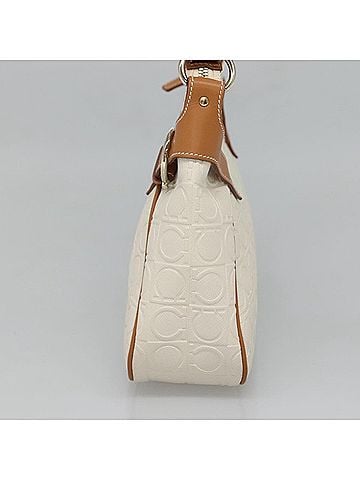 Salvatore Ferragamo Gancini White Leather Shoulder Bag (view 2)