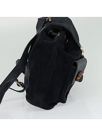 Gucci Bamboo Navy Suede Backpack Bag (view 2)
