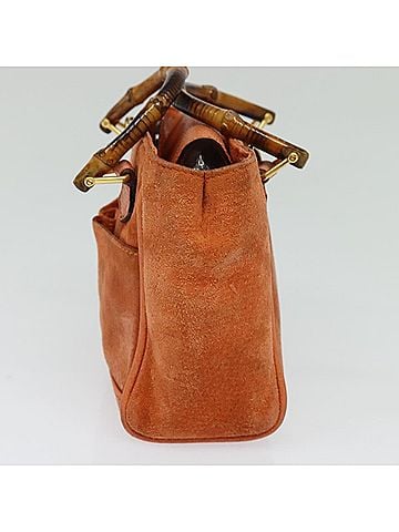 Gucci Bamboo Orange Suede Handbag (view 2)