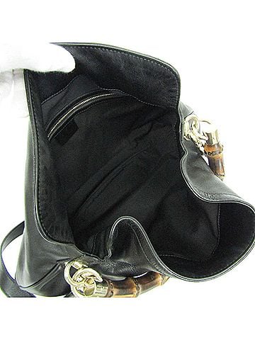 Gucci Bamboo Black Leather Bamboo Handbag Shoulder Bag (view 2)