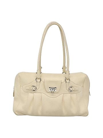 Salvatore Ferragamo Gancini White Leather Handbag (view 1)