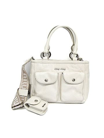 Miu Miu White Leather Handbag Shoulder Bag (view 1)