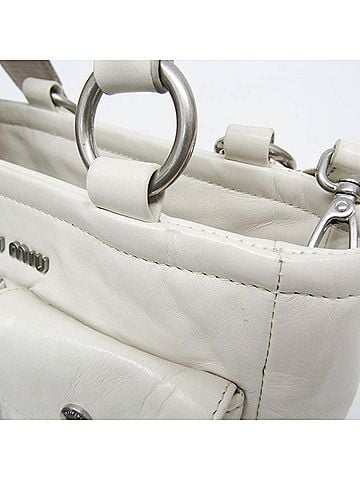 Miu Miu White Leather Handbag Shoulder Bag (view 2)