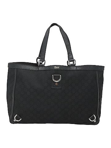 Gucci Abbey Black Canvas Tote Bag (view 1)