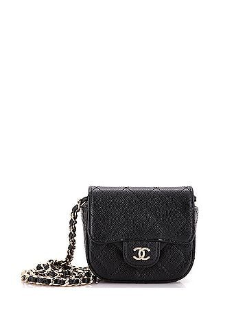 Chanel Classic Square Flap Clutch with Chain Quilted Caviar Mini (view 1)