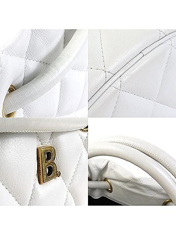 Balenciaga White Leather Handbag Shoulder Bag (view 2)