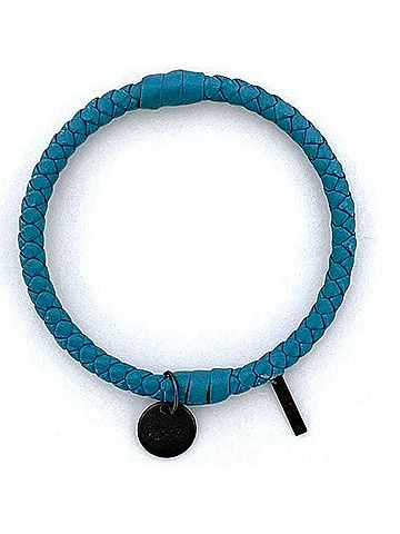 Bottega Veneta Light Blue Leather Bangle (view 2)