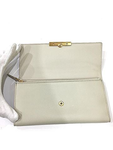 Bottega Veneta White Leather Long Wallet (Bi-Fold) (view 2)