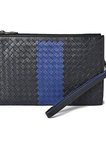 Bottega Veneta Intrecciato Black Blue Intrecciato Clutch Bag Document Case (view 1)
