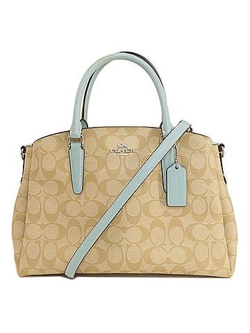 Coach Signature Brown Light Blue Pvc Leather Handbag (view 1)