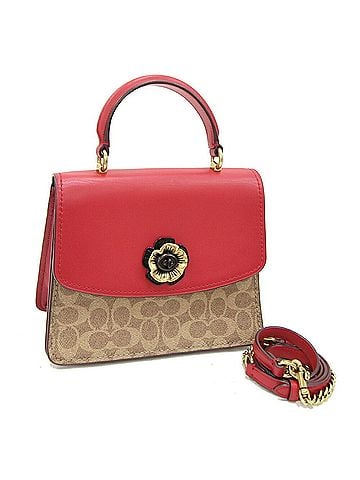 Coach Beige Red Color Pvc Leather Handbag (view 1)