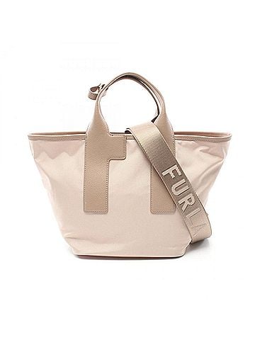 FURLA Beige Pink Leather Nylon Canvas Handbag (view 1)