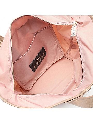 FURLA Beige Pink Leather Nylon Canvas Handbag (view 2)