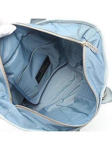 FURLA Blue Gray Leather Nylon Canvas Handbag (view 2)