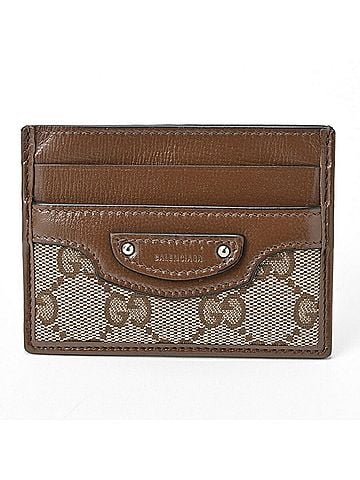 Gucci Brown Gg Canvas Leather Card Case (view 1)