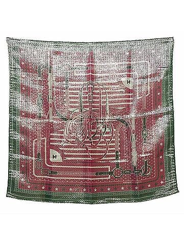 Hermès Fuchsia Green Pink Silk Scarf (view 2)