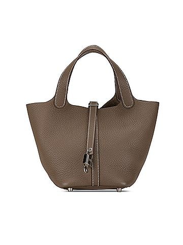 Hermès Etoupe Gray Grayish Taurillon Clemence Leather Handbag (view 1)