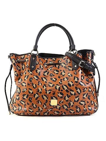 MCM Brown Orange Leather Handbag Shoulder Bag (view 1)