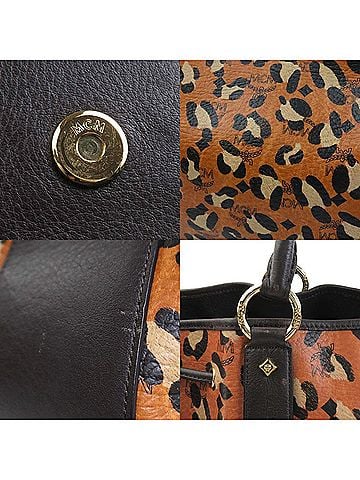 MCM Brown Orange Leather Handbag Shoulder Bag (view 2)