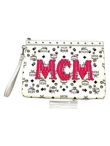 MCM White Leather Clutch Bag (view 1)