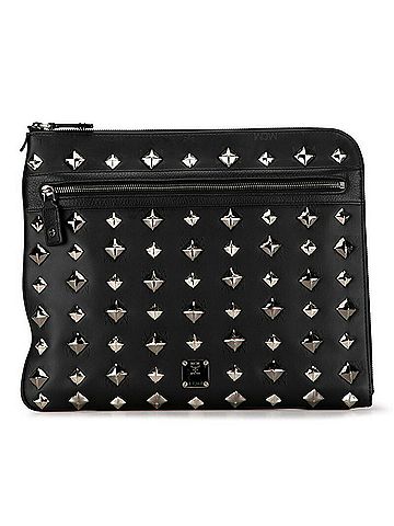 MCM Black Silver Pvc Leather Clutch Bag (view 1)