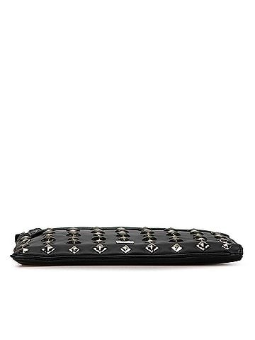 MCM Black Silver Pvc Leather Clutch Bag (view 2)