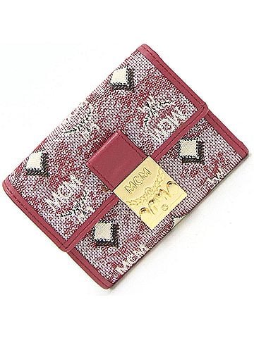 MCM Bordeaux Red Color Jacquard Leather Wallet (Tri-Fold) (view 1)