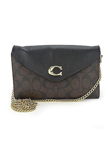 Coach Black Dark Brown Leather Shoulder Bag (view 1)