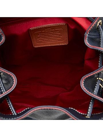 Coach Navy Red Color Canvas Leather Backpack (view 2)