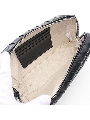 Bottega Veneta Black Leather Clutch Bag Pouch (view 2)