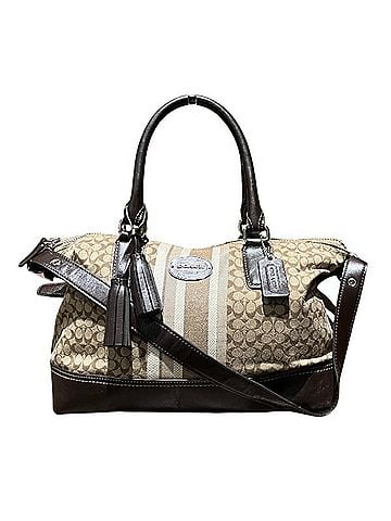 Coach Beige Brown Leather Canvas Handbag Shoulder Bag (view 1)
