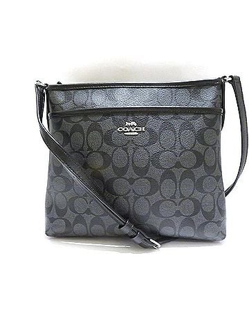 Coach Signature Black Gray Pvc Leather Shoulder Bag (view 1)