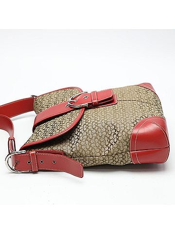 Coach Brown Red Color Canvas Shoulder Bag (view 2)
