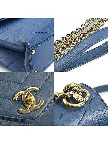 Chanel Blue Leather Handbag Shoulder Bag (view 2)