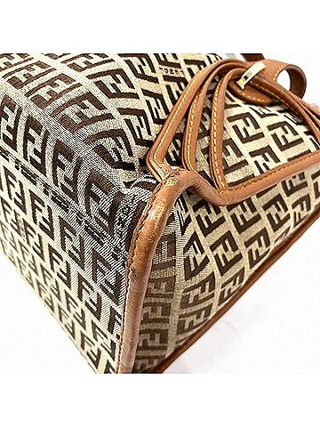 Fendi Brown Canvas Leather Handbag (view 2)