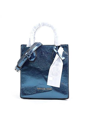 Michael Kors Metallic Blue Leather Handbag Shoulder Bag (view 1)