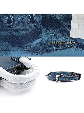 Michael Kors Metallic Blue Leather Handbag Shoulder Bag (view 2)