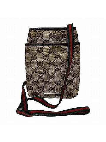 Gucci Brown Canvas Leather Pochette Shoulder Bag (view 1)