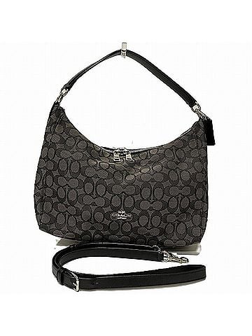 Coach Black Dark Brown Canvas Leather Shoulder Bag (view 1)