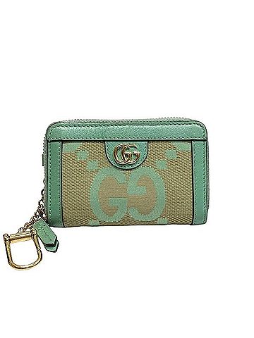 Gucci Beige Green Canvas Leather Card Case (view 1)