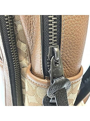 Coach Beige Brown Canvas Leather Backpack (view 2)