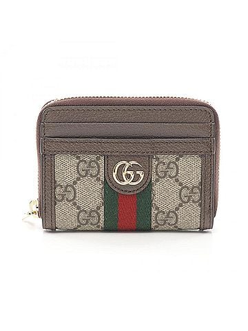 Gucci Beige Brown Multi-Color Coated Canvas Leather Card Case (view 1)