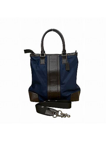 Coach Navy Nylon Leather Tote Bag (view 1)