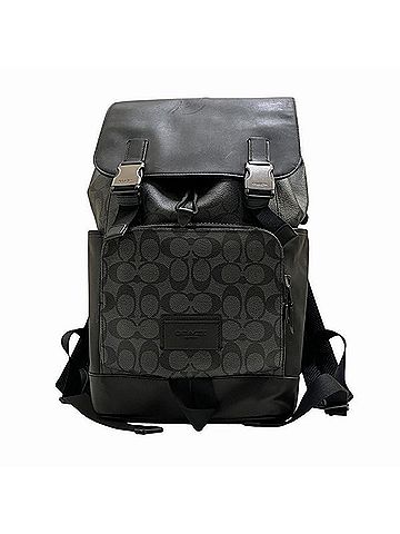 Coach Signature Black Gray Pvc Leather Backpack (view 1)