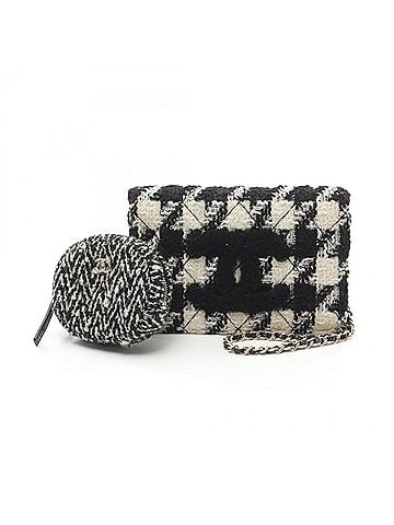 Chanel Black White Fabric Shoulder Bag (view 1)